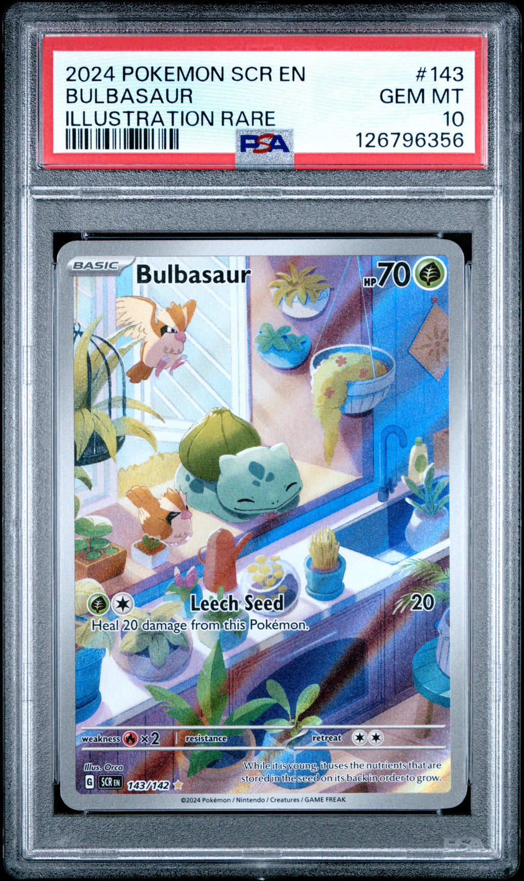 BULBASAUR 143/142 PSA 10 POKEMON SCR EN-STELLAR CROWN ILLUSTRATION RARE