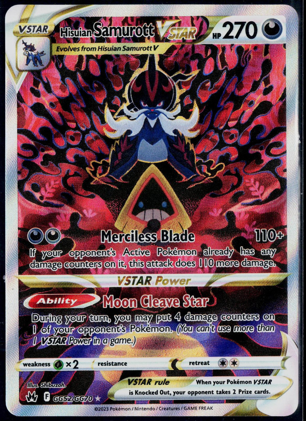 HISUIAN SAMUROTT VSTAR GG52/GG70 POKEMON CROWN ZENITH GALARIAN GALLERY HOLO NM