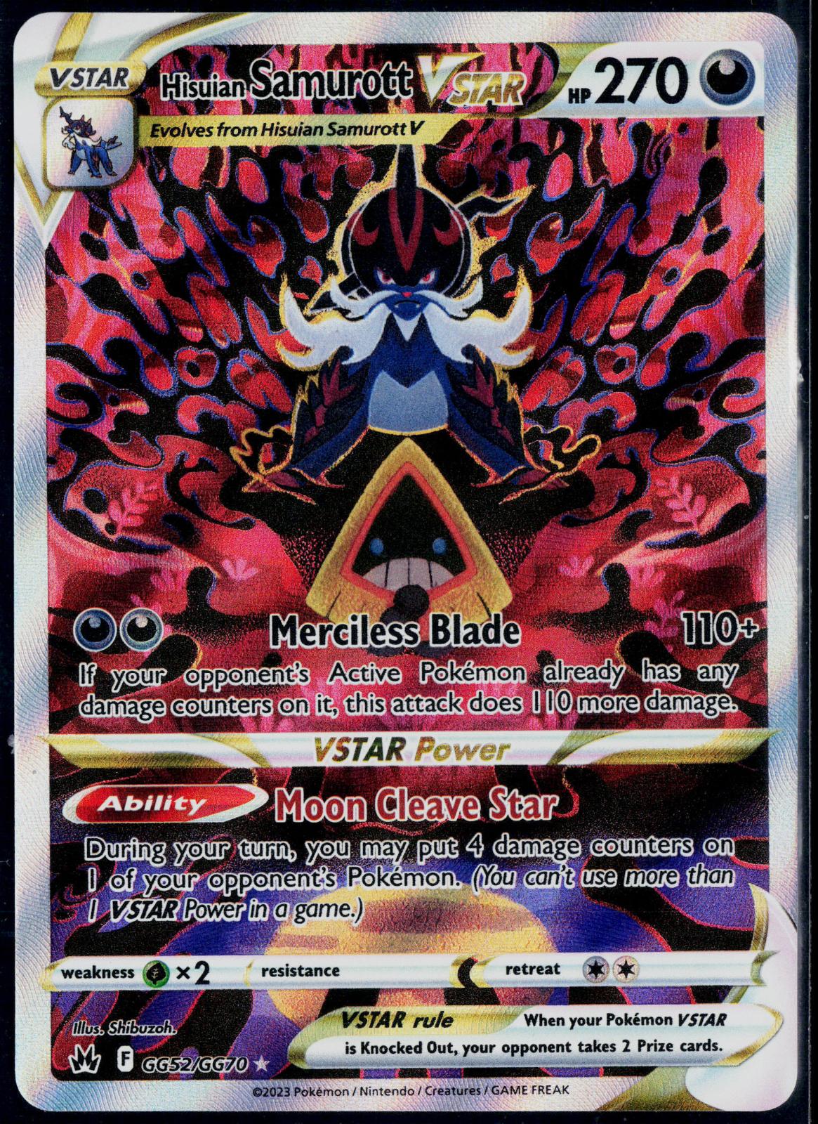 HISUIAN SAMUROTT VSTAR GG52/GG70 POKEMON CROWN ZENITH GALARIAN GALLERY HOLO NM