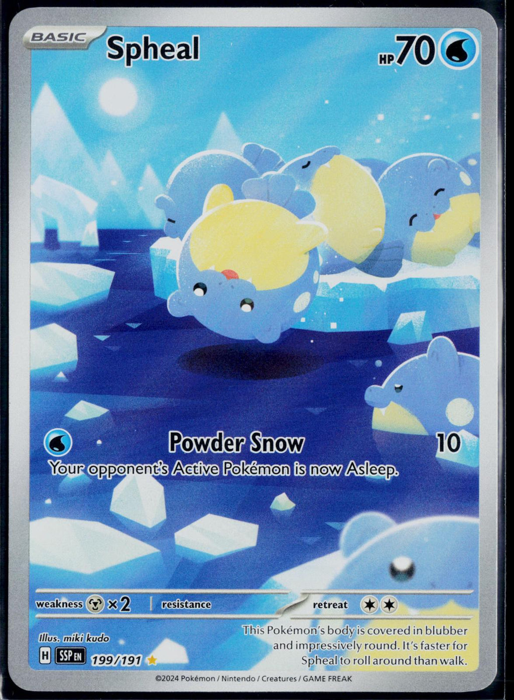 SPHEAL 199/191 POKEMON SURGING SPARKS ILLUSTRATION RARE NM