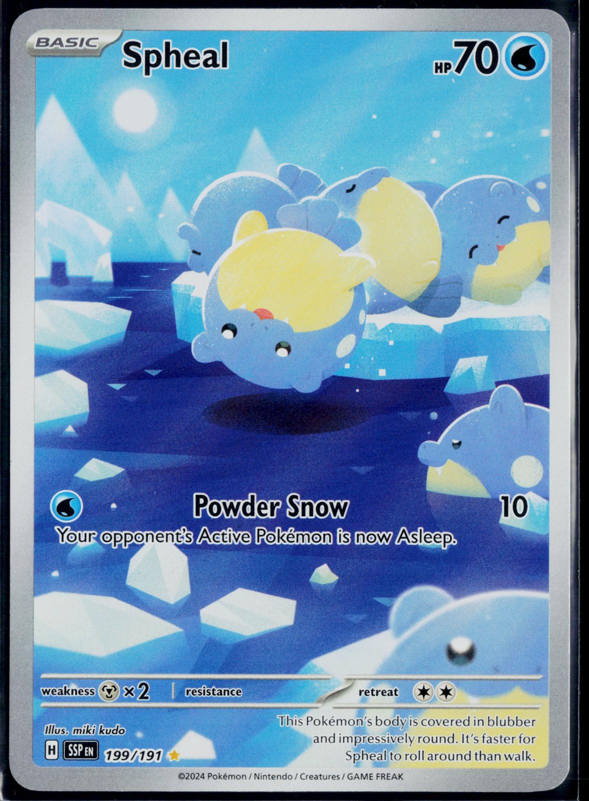 SPHEAL 199/191 POKEMON SURGING SPARKS ILLUSTRATION RARE NM