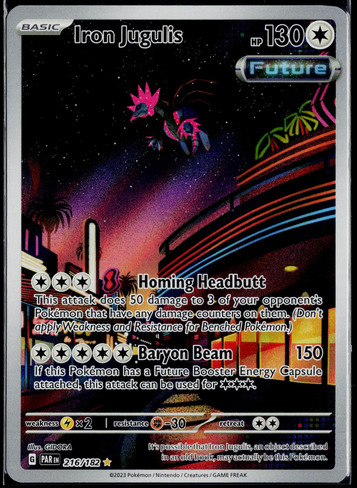 IRON JUGULIS 216/182 POKEMON PARADOX RIFT ILLUSTRATION RARE NM