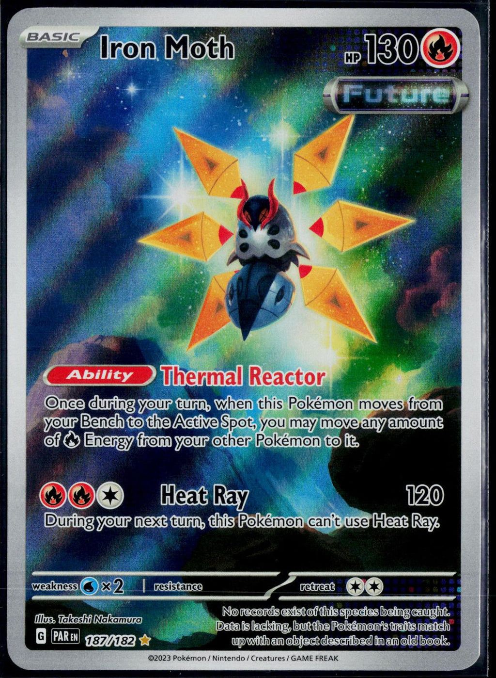 IRON MOTH 187/182 POKEMON PARADOX RIFT ILLUSTRATION RARE NM