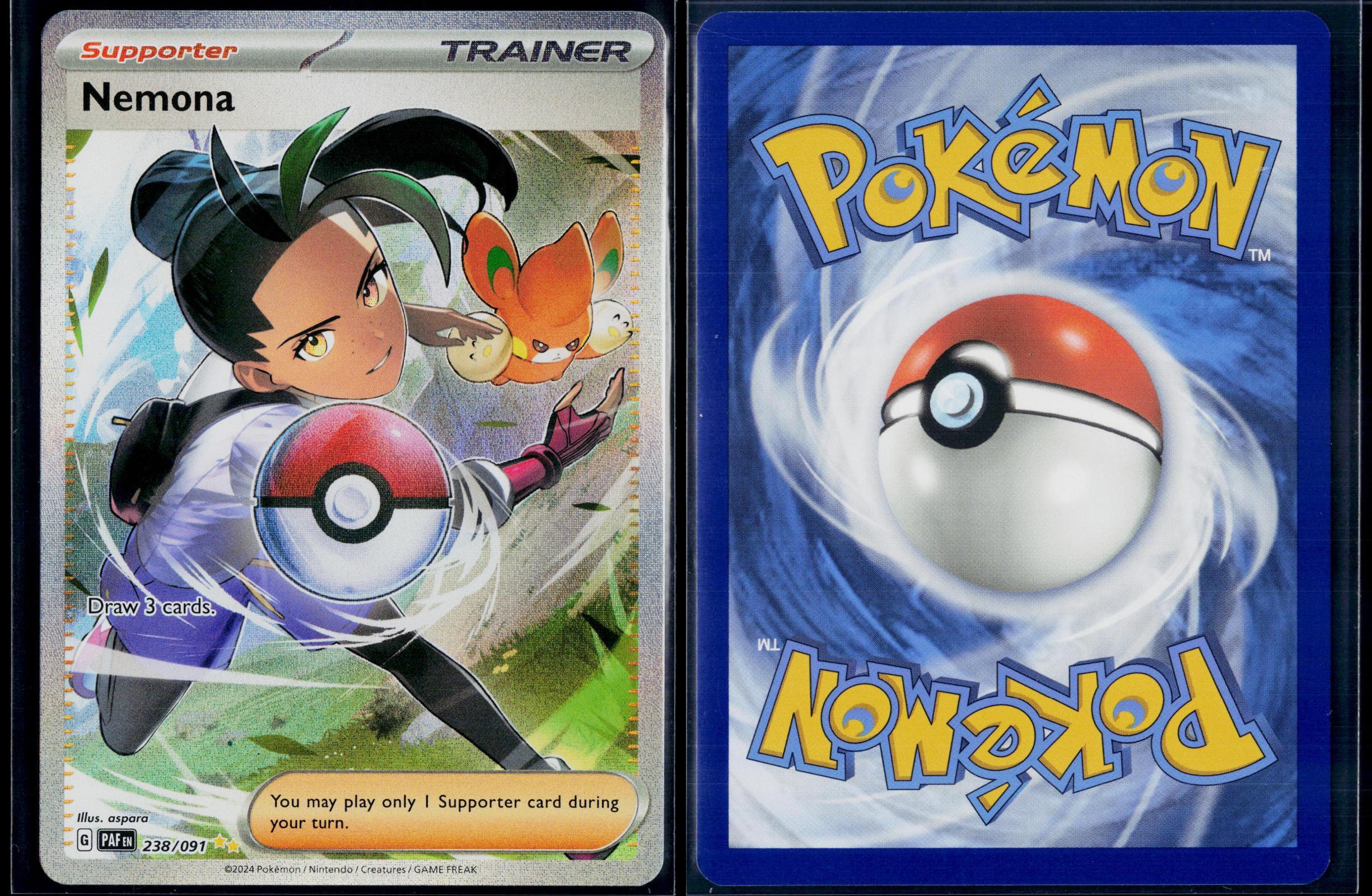 NEMONA 238/091 POKEMON PALDEAN FATES SPECIAL ILLUSTRATION RARE NM