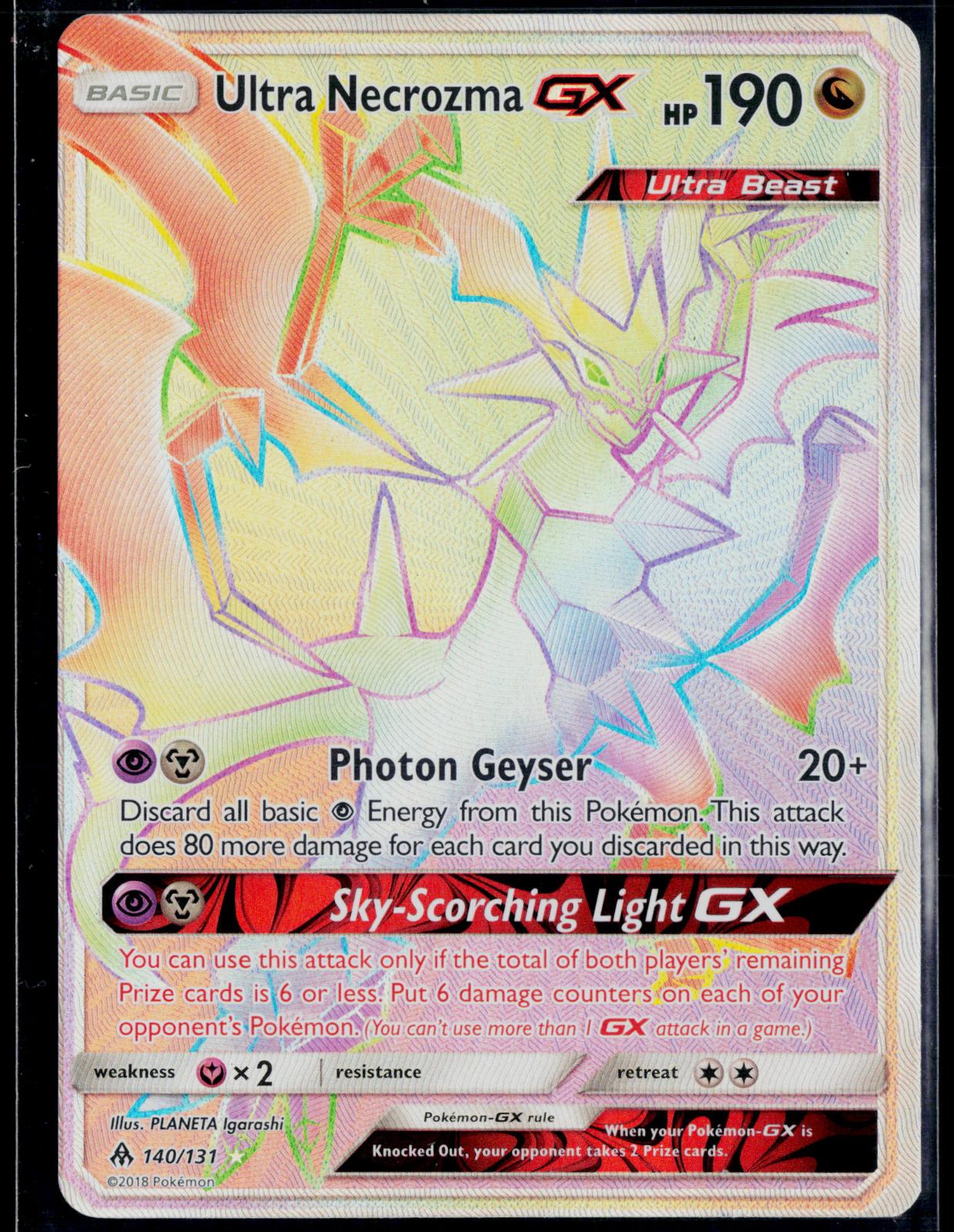 ULTRA NECROZMA GX 140/131 POKEMON FORBIDDEN LIGHT RAINBOW RARE NM