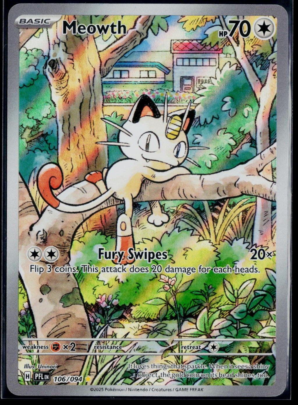 MEOWTH 106/094 POKEMON PHANTASMAL FLAMES ILLUSTRATION RARE NM