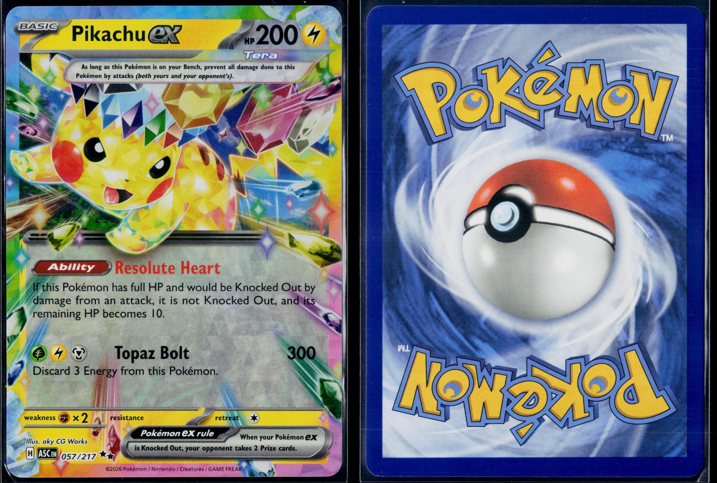 PIKACHU EX 057/191 POKEMON SURGING SPARKS DOUBLE RARE NM