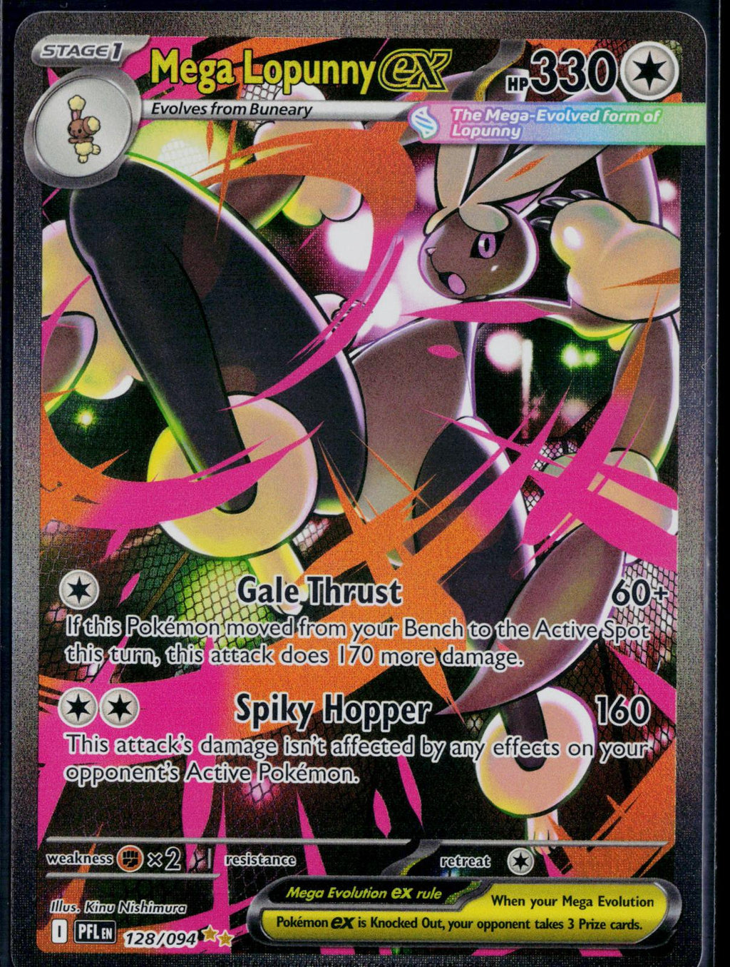 MEGA LOPUNNY EX 128/094 POKEMON PHANTASMAL FLAMES SPECIAL ILLUSTRATION RARE NM