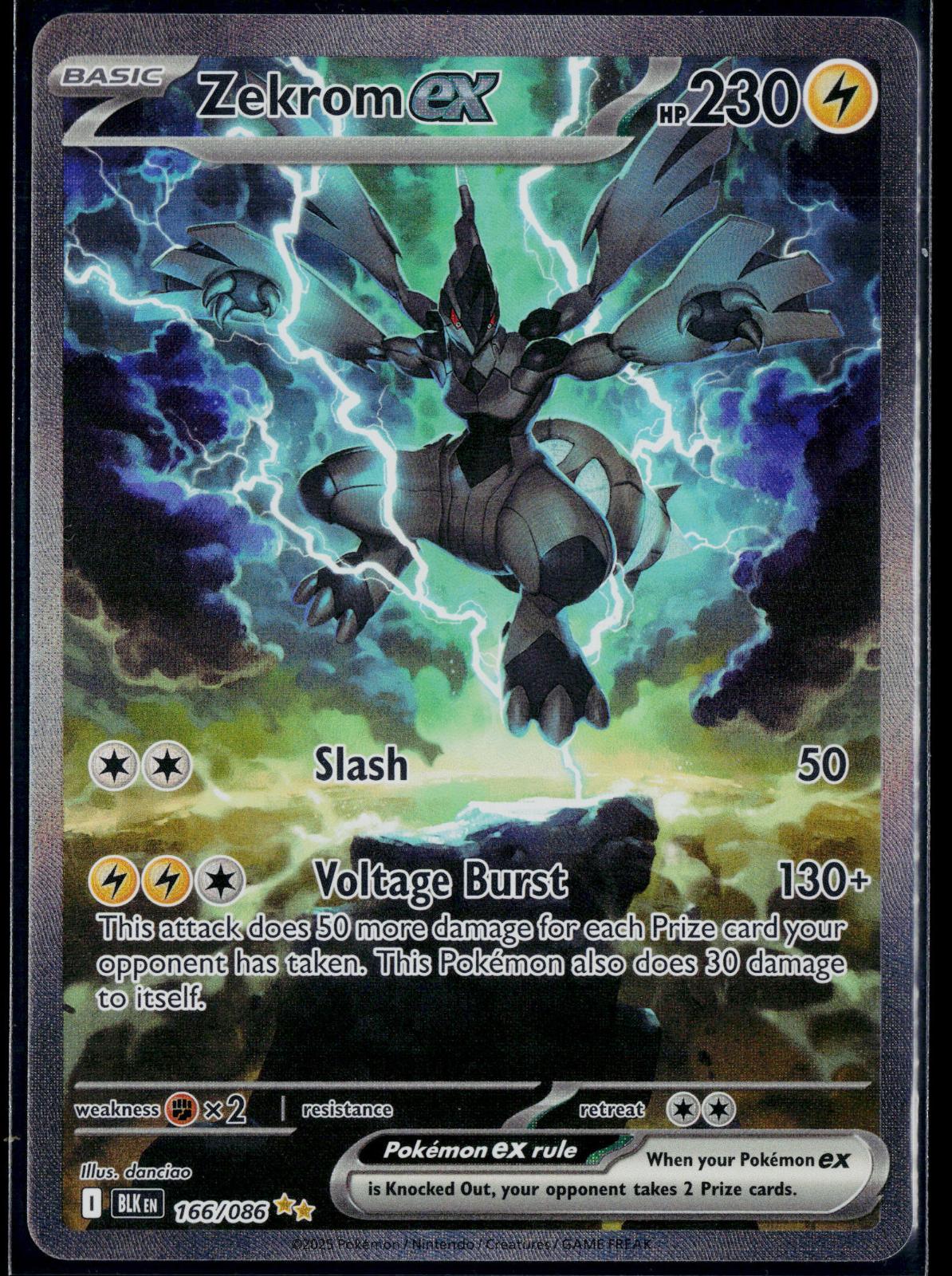 ZEKROM EX 166/086 POKEMON BLACK BOLT HOLO SPECIAL ILLUSTRATION RARE NM