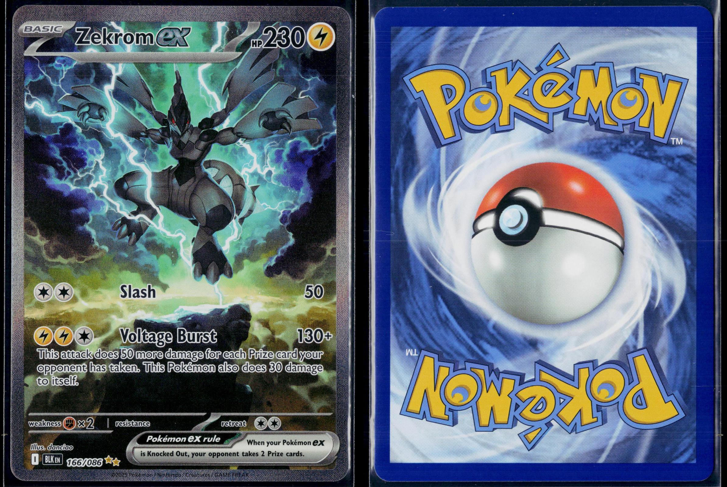 ZEKROM EX 166/086 POKEMON BLACK BOLT HOLO SPECIAL ILLUSTRATION RARE NM