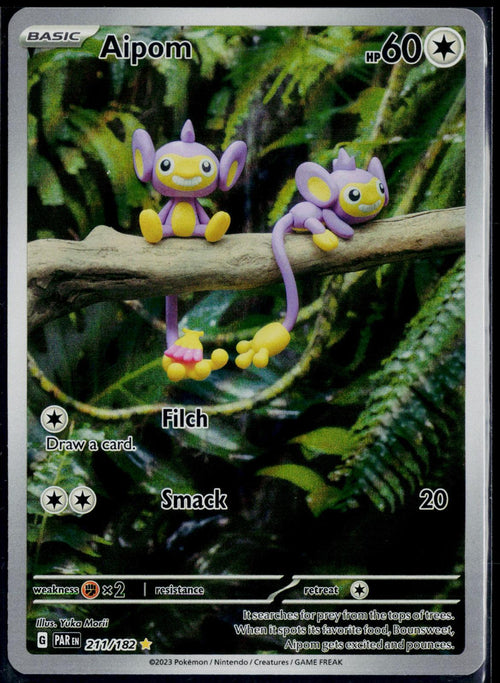 AIPOM 211/182 POKEMON PARADOX RIFT ILLUSTRATION RARE NM