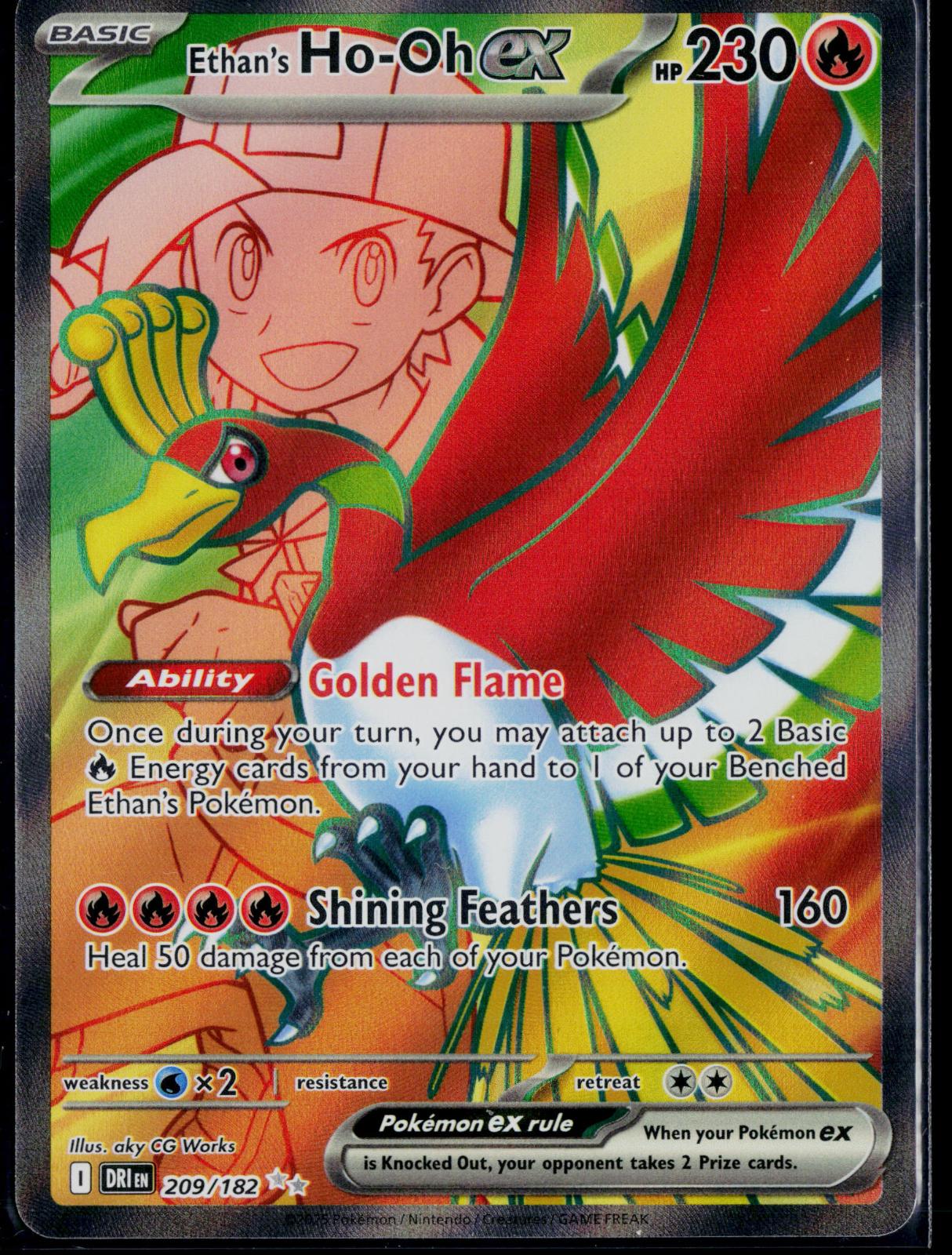 ETHAN'S HO-OH EX 209/182 POKEMON DESTINED RIVALS ULTRA RARE NM
