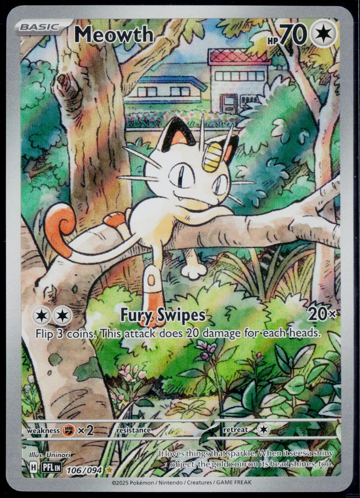 MEOWTH 106/094 POKEMON PHANTASMAL FLAMES ILLUSTRATION RARE NM