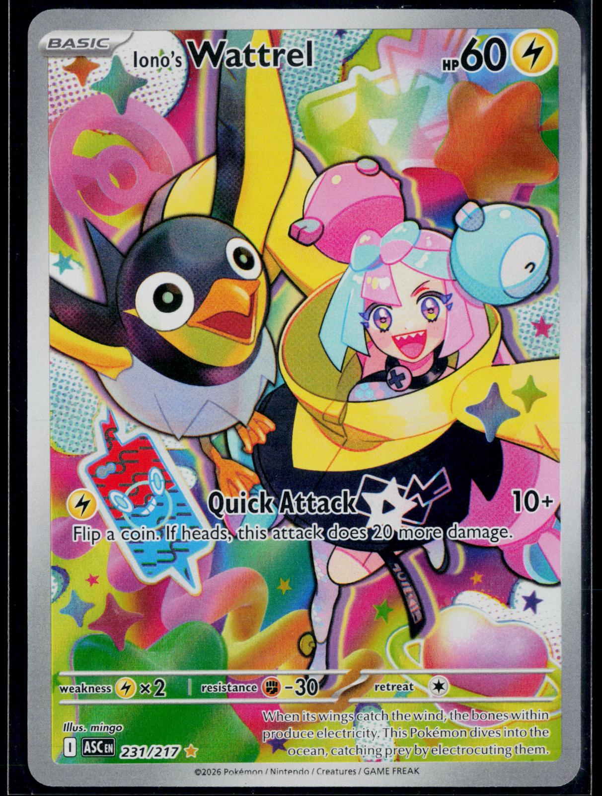 IONO'S WATTREL 231/217 POKEMON ME: ASCENDED HEROES ILLUSTRATION RARE NM