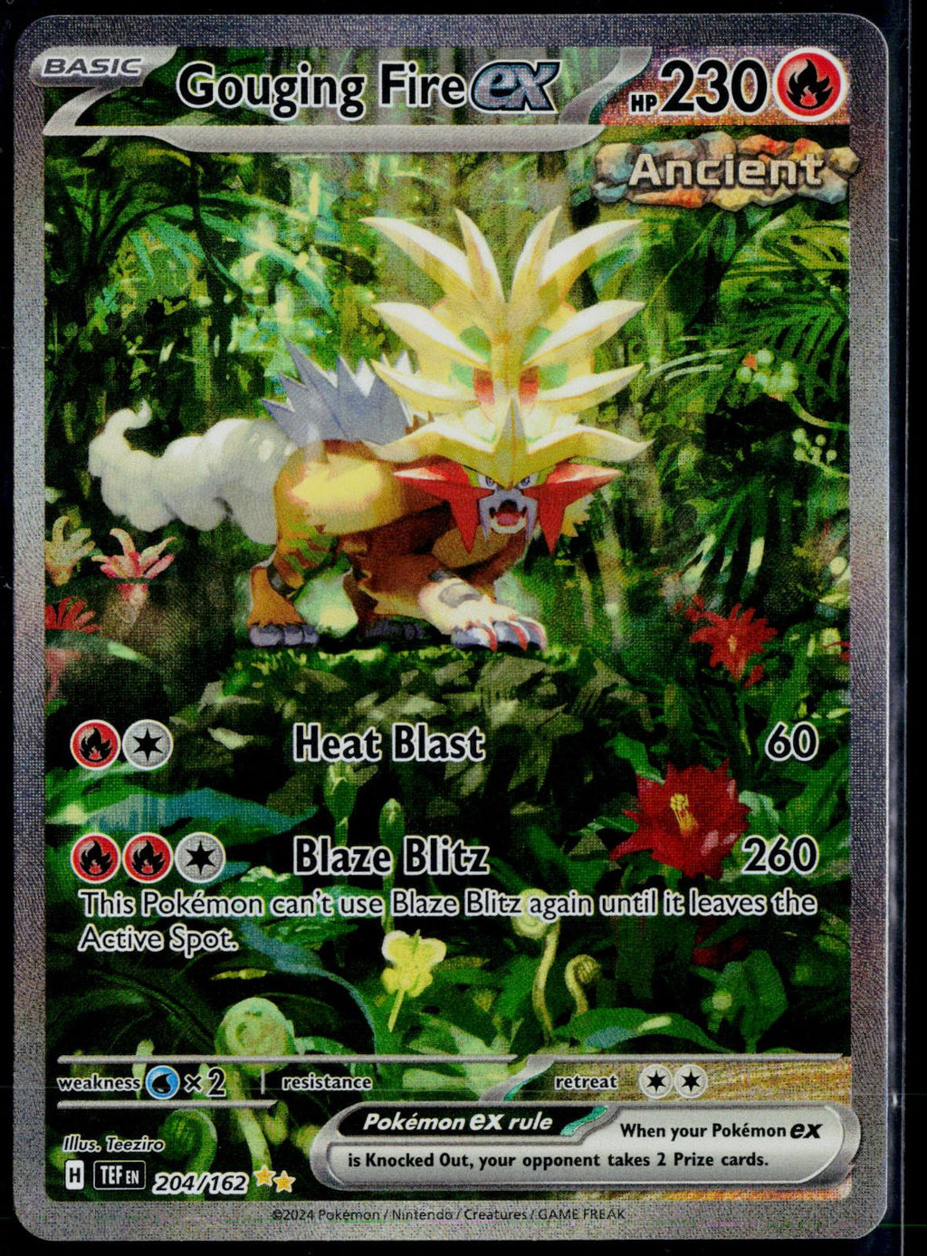 GOUGING FIRE EX 204/162 POKEMON TEMPORAL FORCES SPECIAL ILLUSTRATION RARE NM
