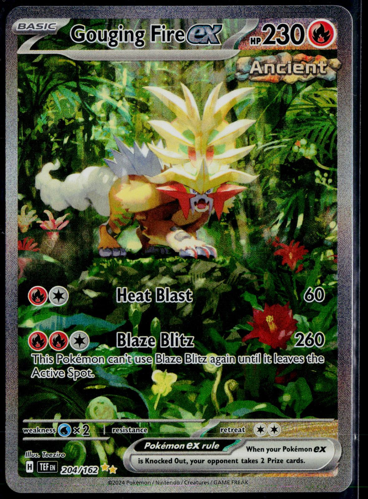 GOUGING FIRE EX 204/162 POKEMON TEMPORAL FORCES SPECIAL ILLUSTRATION RARE NM