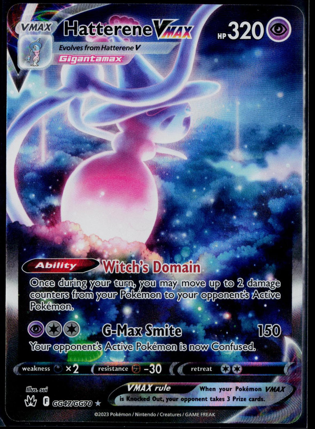 HATTERENE VMAX GG47/GG70 POKEMON CROWN ZENITH GALARIAN GALLERY HOLO VMAX RARE NM