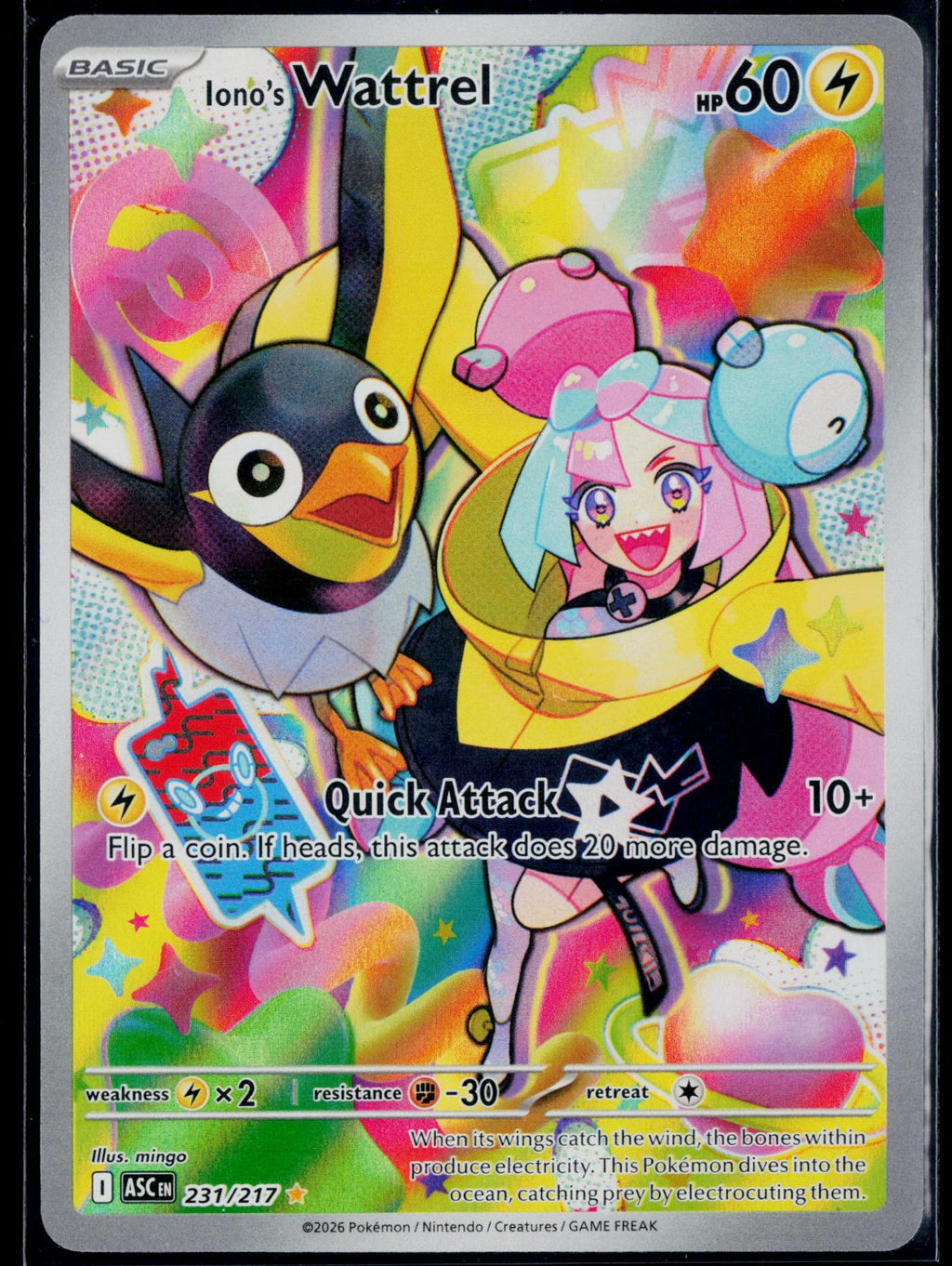IONO'S WATTREL 231/217 POKEMON ASCENDED HEROES ILLUSTRATION RARE NM