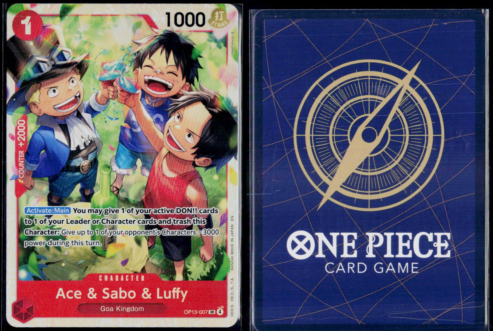 ACE & SABO & LUFFY OP13-007 ONE PIECE CARRYING ON HIS WILL SR NM