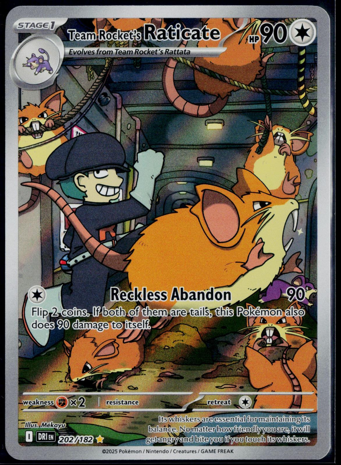 TEAM ROCKET'S RATICATE 202/182 POKEMON DESTINED RIVALS ILLUSTRATION RARE NM