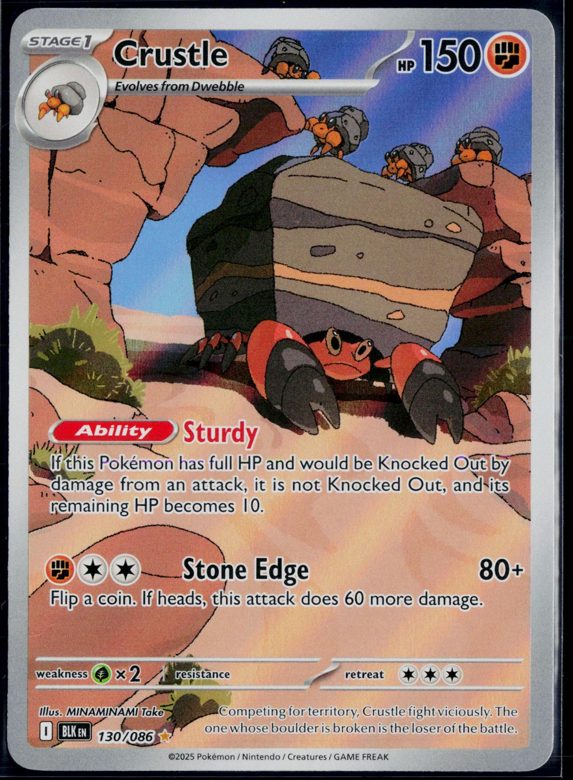 CRUSTLE 130/086 POKEMON BLACK BOLT HOLO ILLUSTRATION RARE NM