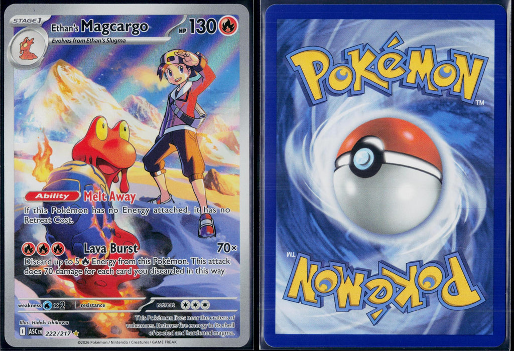 ETHAN'S MAGCARGO 222/217 POKEMON ASCENDED HEROES ILLUSTRATION RARE NM