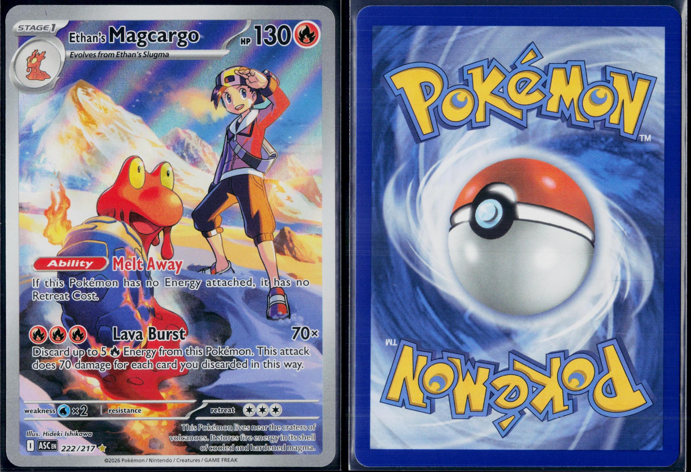 ETHAN'S MAGCARGO 222/217 POKEMON ASCENDED HEROES ILLUSTRATION RARE NM