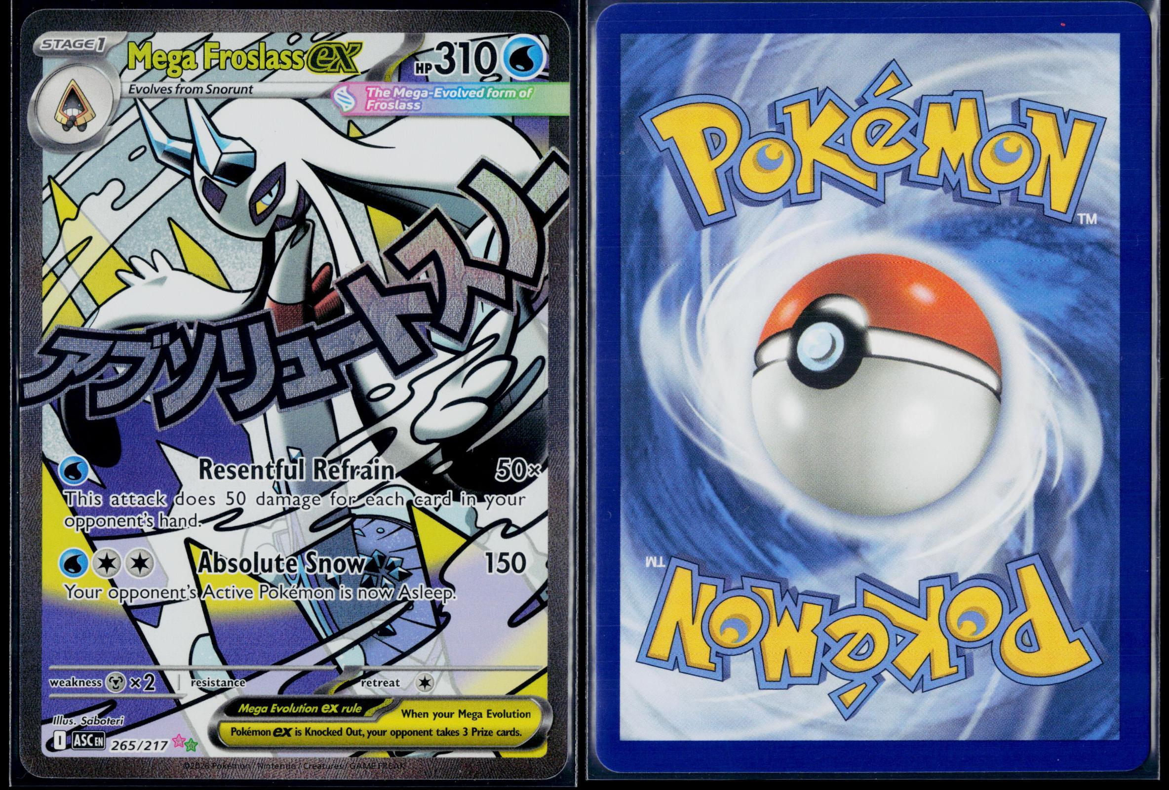 MEGA FROSLASS EX 265/217 POKEMON ASCENDED HEROES MEGA ATTACK RARE NM