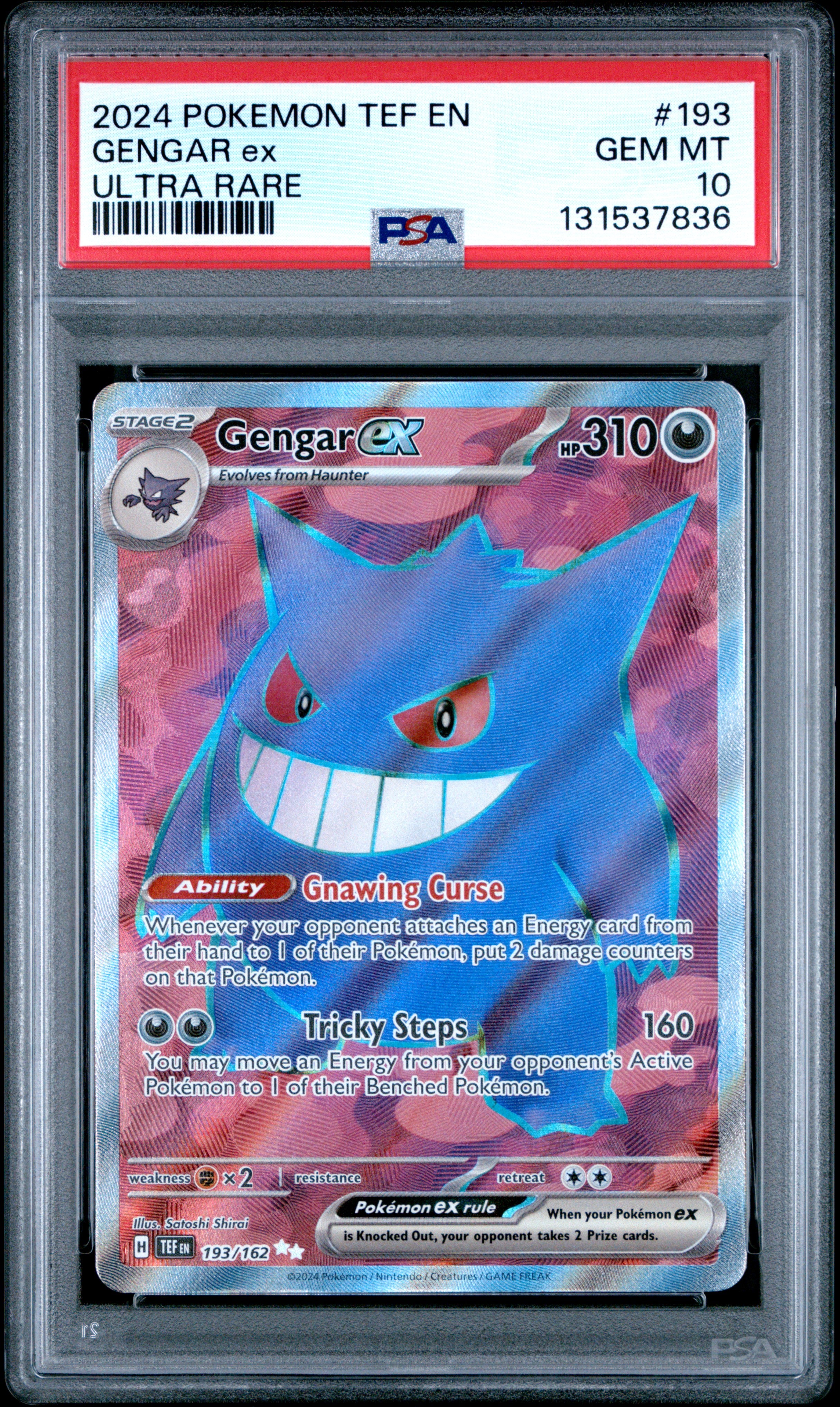 GENGAR EX 193/162 PSA 10 POKEMON TEF EN-TEMPORAL FORCES ULTRA RARE